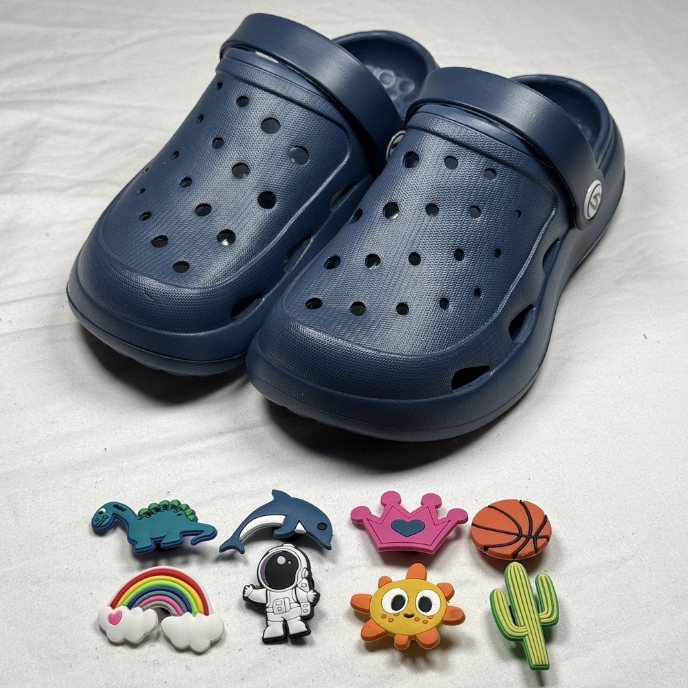 Kids‎ Blue Clogs Size 11 Toddler Slip On Sandals Charms Lightweight Shoes